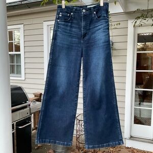 AG Yvette jeans high rise wide flare leg size 27 medium to dark wash